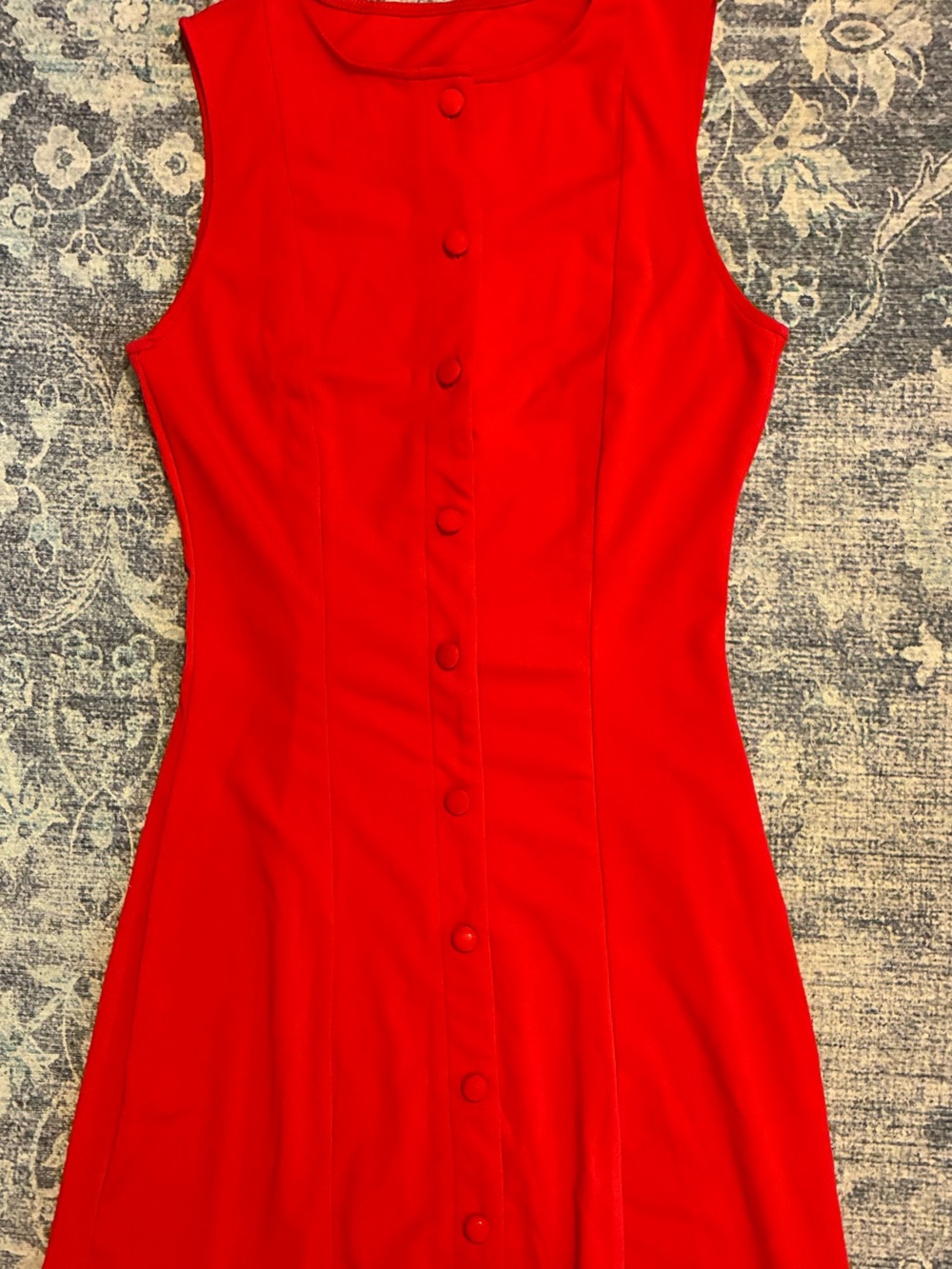 Sleeveless Red Button-Front Women's Dress